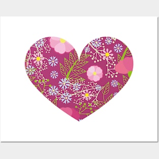 heart with flowers Posters and Art